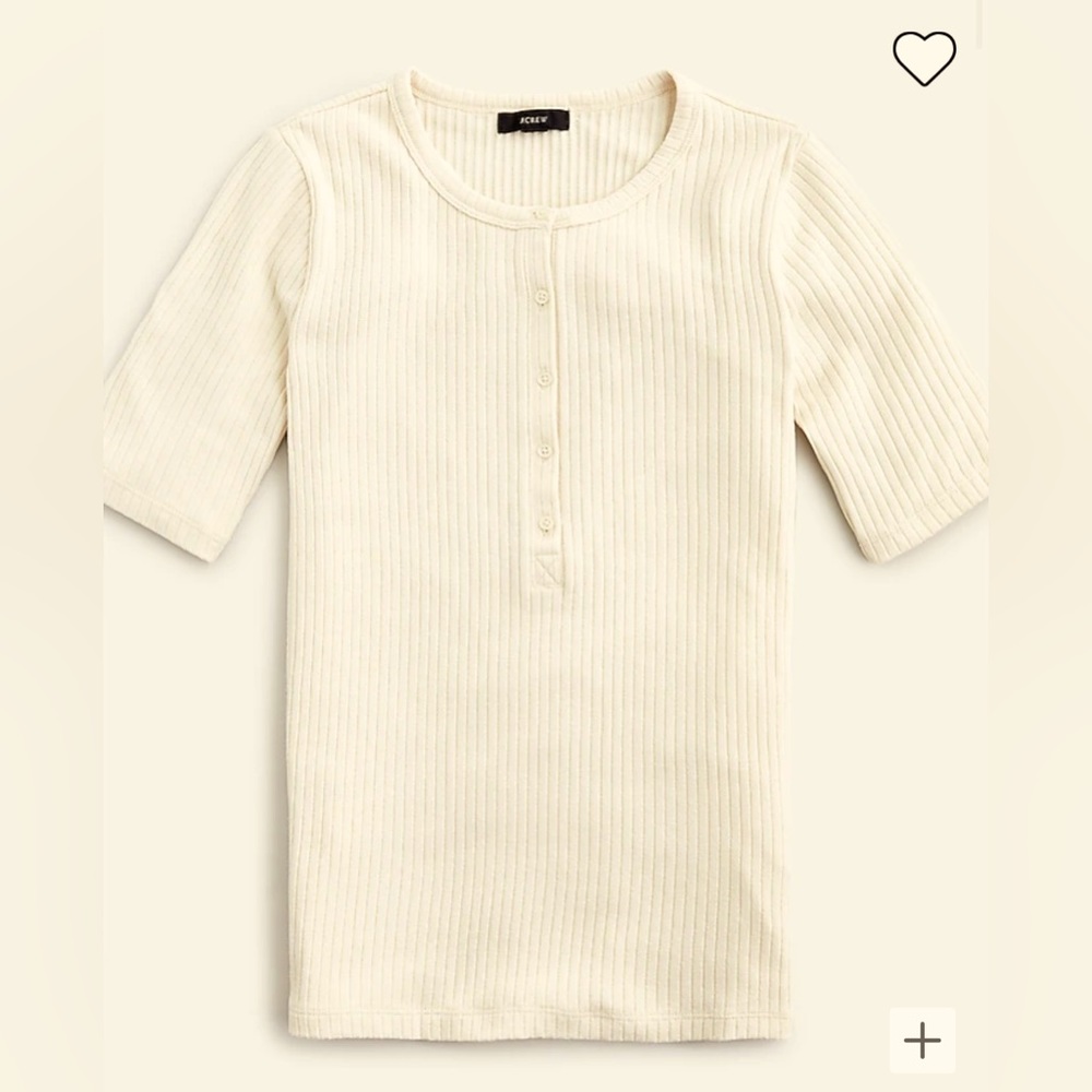 NWT!!! J.Crew BNWT! Ribbed elbow-sleeve henley ivory natural size Large